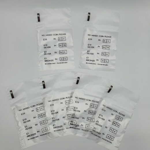 Pounds Sterling Coin Bags 93mm x 102mm + 50mm Captive Flap