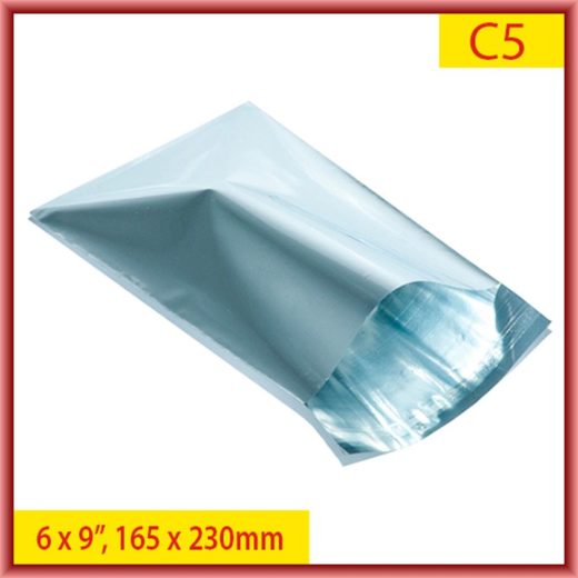 6" x 9" 165mm x 230mm Metallic Silver Foil Mailing Bags [C5]