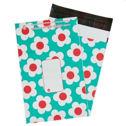 Turquoise Daisy Mailing Bags 6" x 9″-162 x 230mm