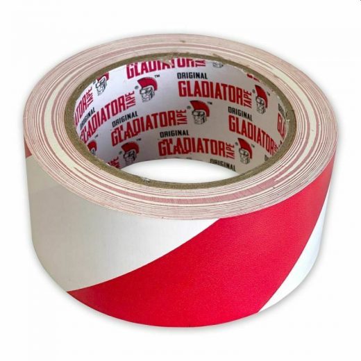 Red/White PVC Hazard Warning Tape 50mm x 33M