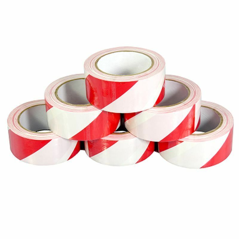 Red/White PVC Hazard Warning Tape 50mm x 33M Packaging 2 Your Door