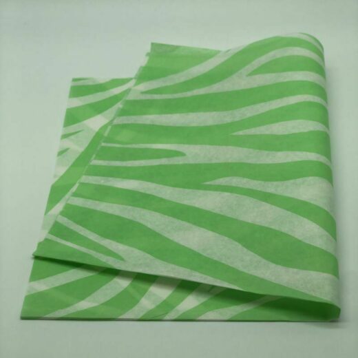 Green Zebra Strip Printed Tissue Paper 20" x 30" 500 x 750mm 21gsm - Image 3