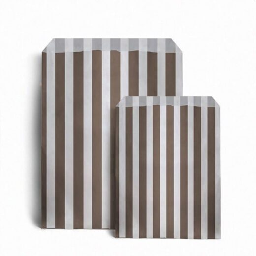 5" x 7" Brown Candy Stripe Paper Bags - 13cmW x 18xmH