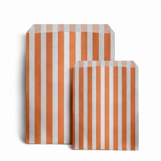 5" x 7" Orange Candy Stripe Paper Bags - 13cmW x 18xmH