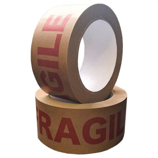 Kraft Paper FRAGILE ECO print Tape 50mm x 50m Hot Melt x 1 Roll
