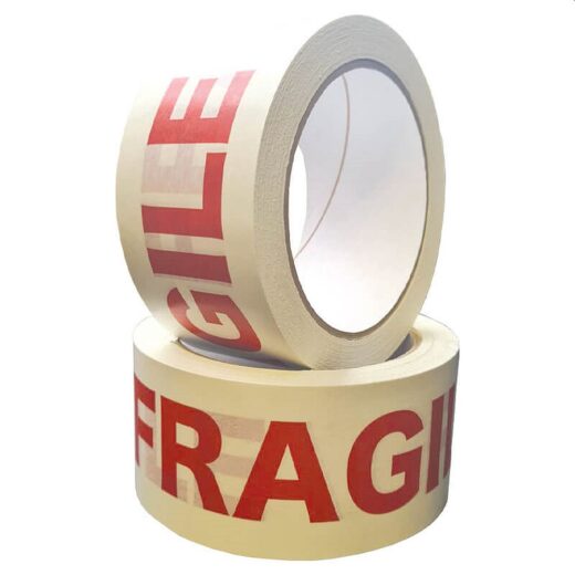 White Silco Kraft Paper FRAGILE Tape 50mm x 50m Hot Melt x 1 Roll