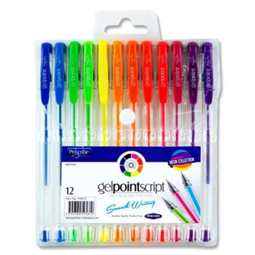Pack of 12 Neon Collection Gelpoint Script Gel Pens - Image 1