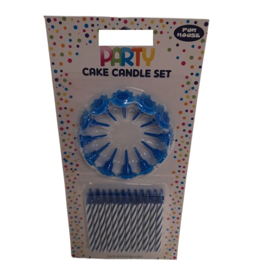 Blue Party Candle Set x 24 Candles x 12 Holders