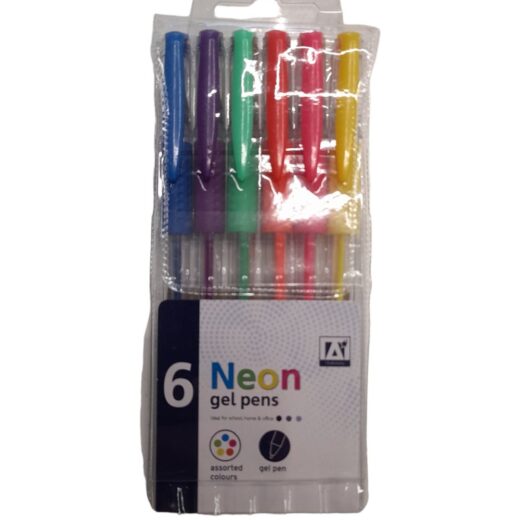Pack of 6 Neon Gel Pens