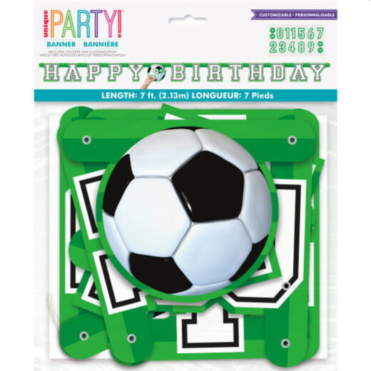 7ft 3D Football Soccer Jointed Customisable Happy Birthday Banner - Image 1