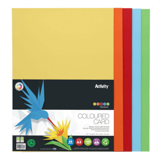 A3 160gsm 50 Rainbow Card Sheets by Premier Activity - Image 3