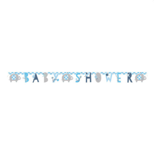 Blue Floral Baby Shower Elephant Jointed Banner