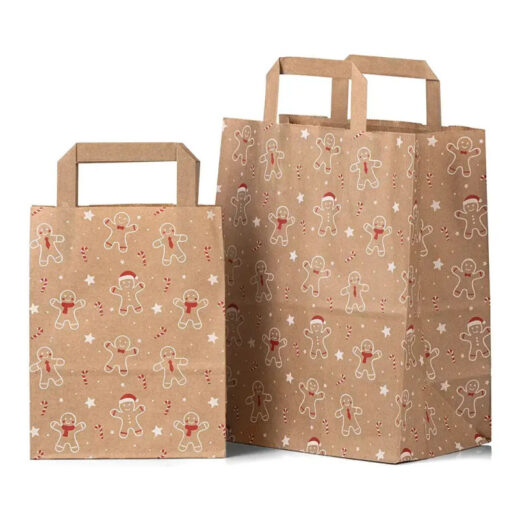 25cm x 30cm 14cm Gingerbread Brown Internal Flat Handle Bags