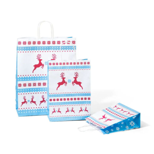 32cm x 41cm 12cm Jolly Reindeer Paper Carrier Bags with Twisted Handles
