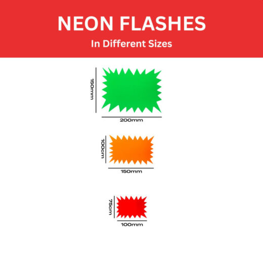 Pack of 50 Assorted Coloured Neon Fluorescent Stars & Flashes in Assorted Size - Image 3