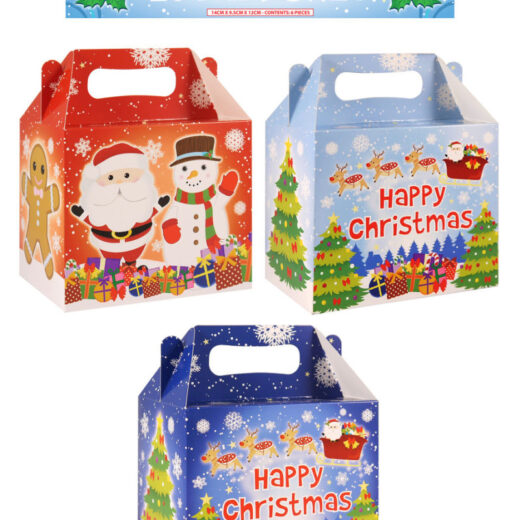 Pack of 6 Christmas Party Lunch Box 3 Assorted design 14L X 9.5w X 12hcm - Image 1