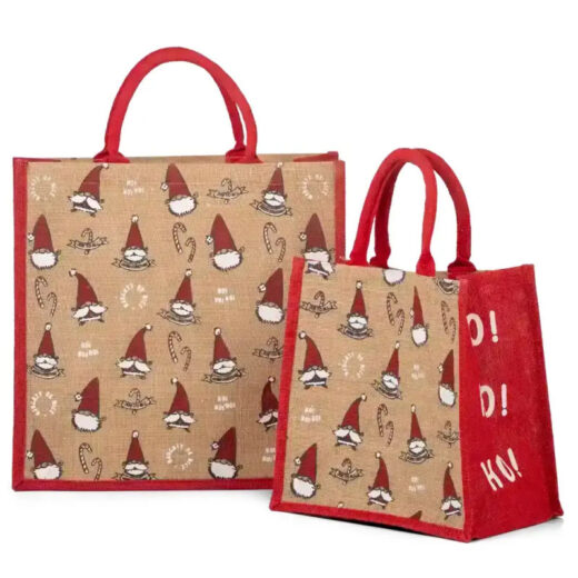 30cm x 30cm + 20cm Smiling Santa Jute Bags with Luxury Padded Handles