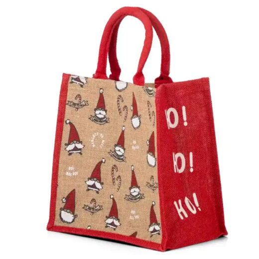 30cm x 30cm + 20cm Smiling Santa Jute Bags with Luxury Padded Handles - Image 3