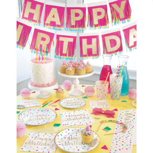 Tissue Fringed "Happy Birthday" Banner - Image 3